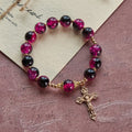 Pulseira Cruz de Vidro Vintage Dourado