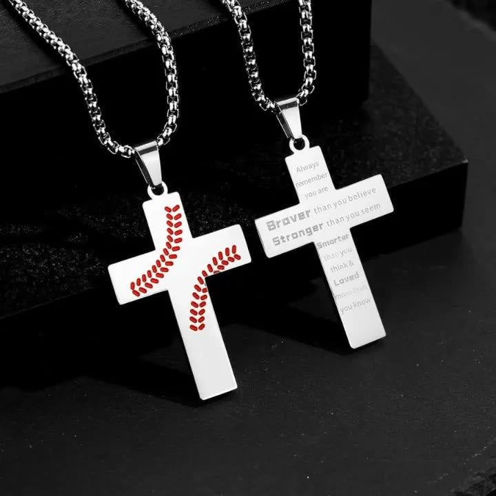 Baseball Stitch Cross Necklace