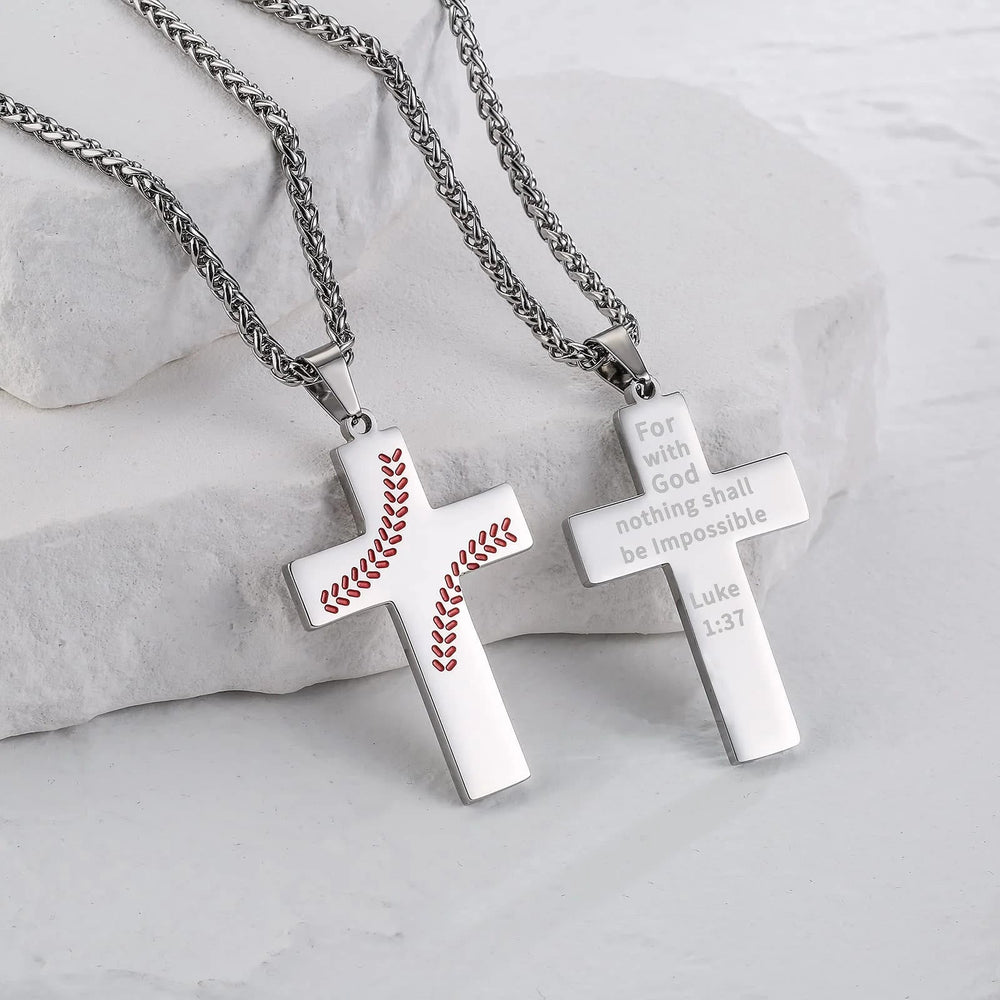 Baseball Stitch Cross Necklace