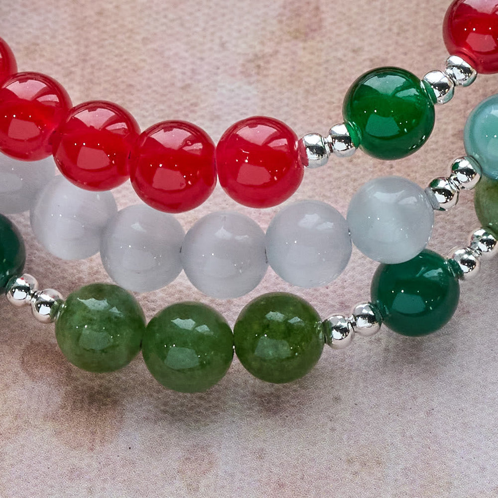 Christmas Jade Agate Rosary Bracelet