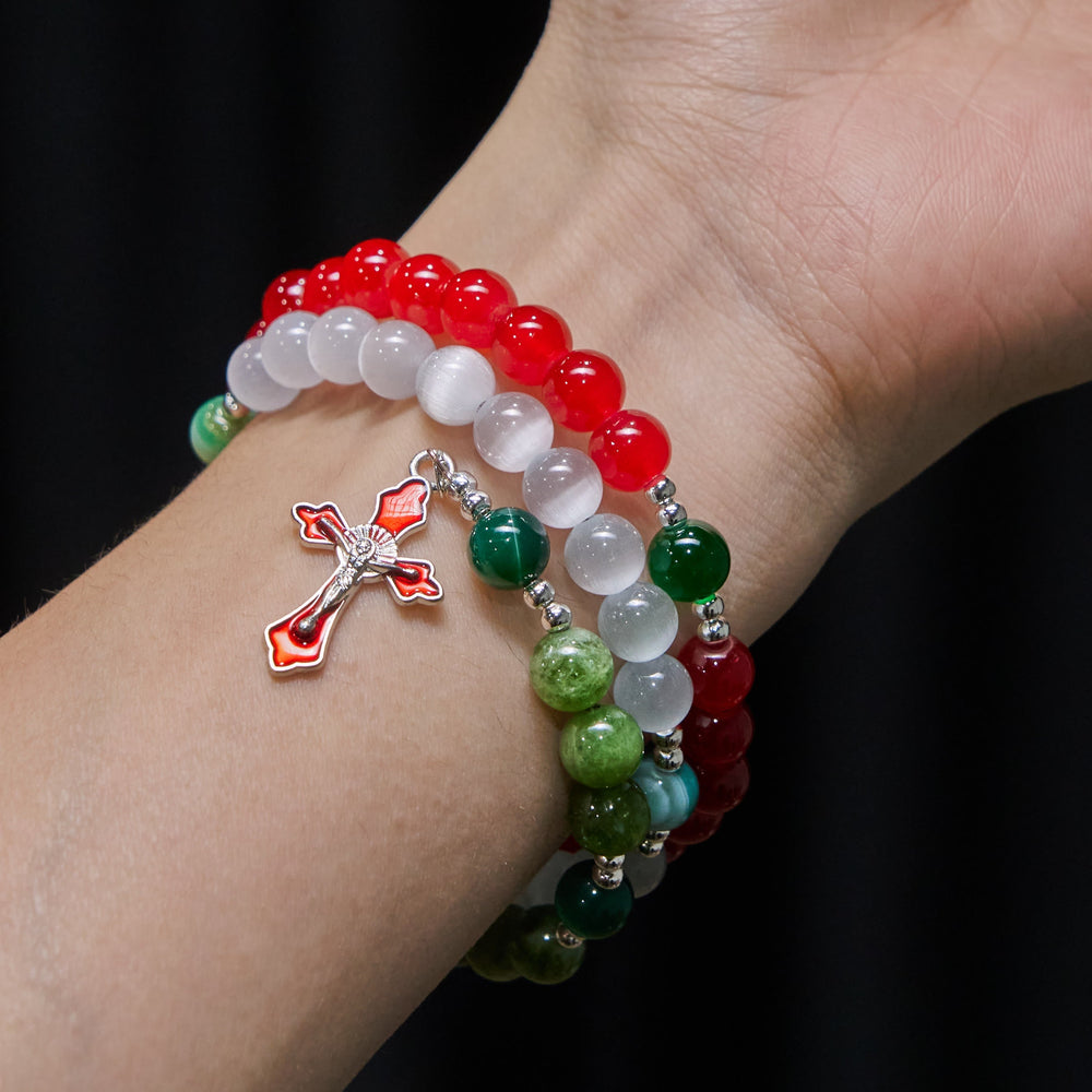 Christmas Jade Agate Rosary Bracelet