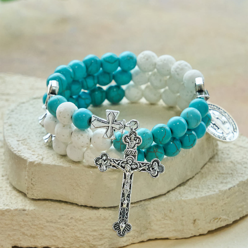 Pulseira Terço de Turquesa Moderno