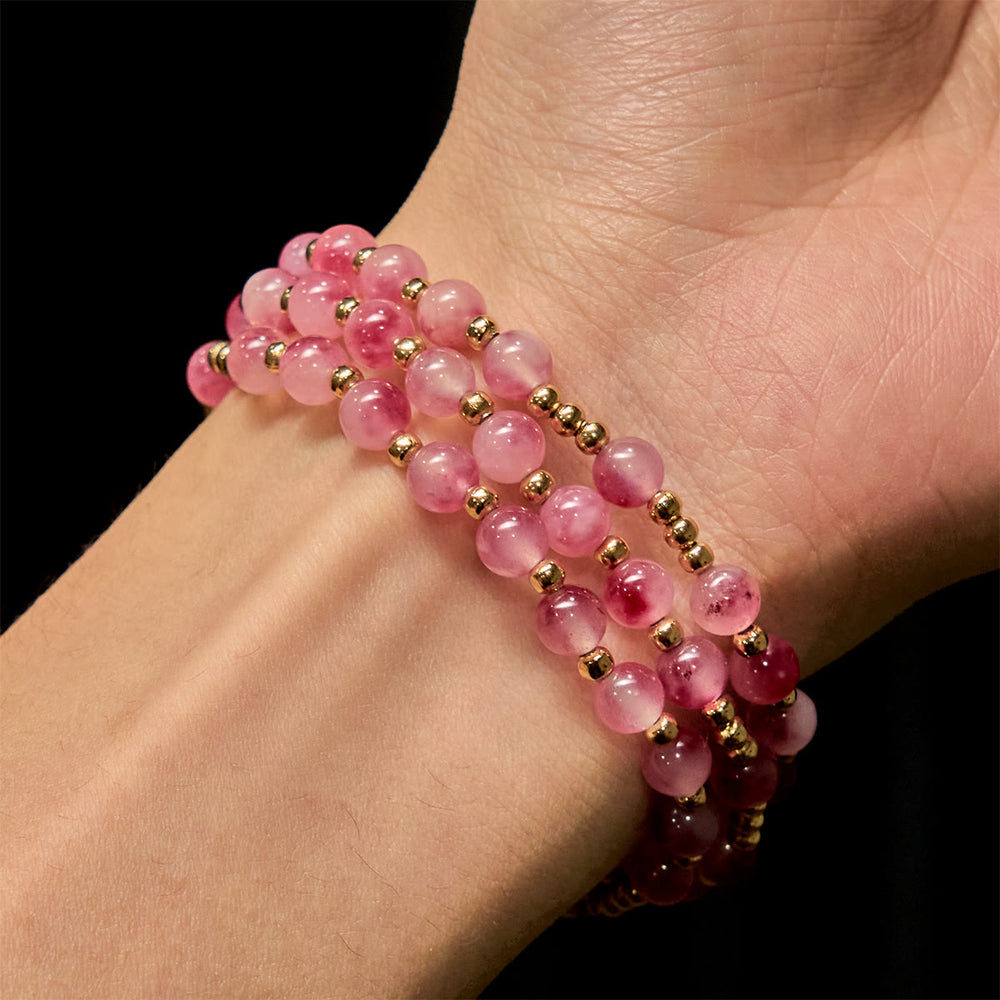 Rose Red Agate Bead Rosary Bracelet