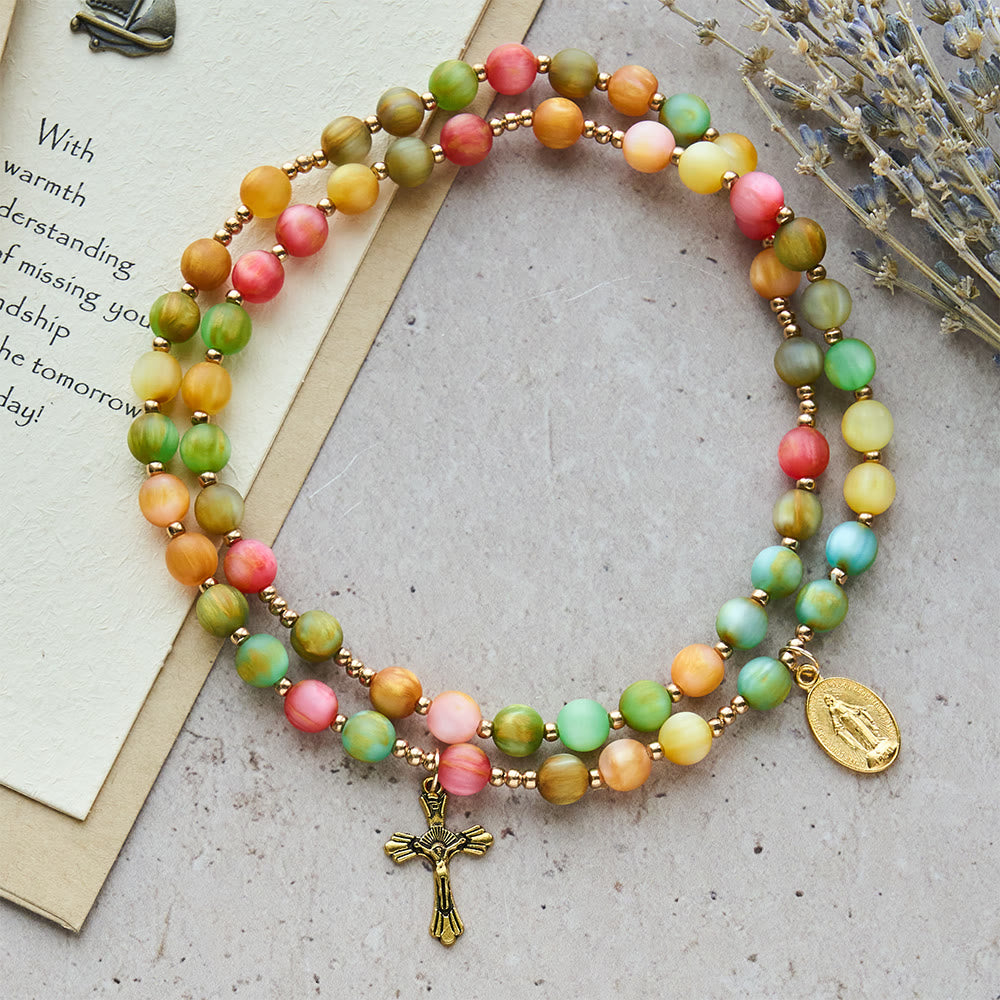 Rainbow Glow Vibrant Faith Rosary Bracelet