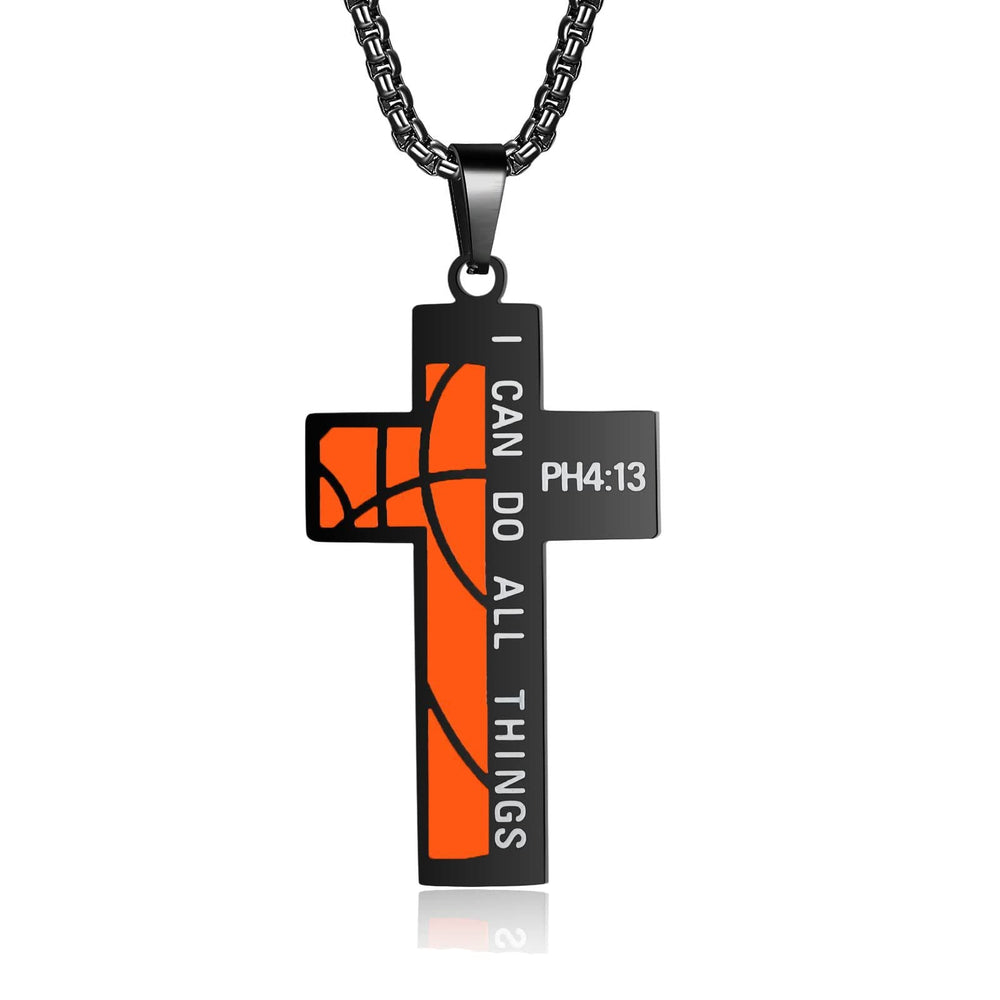 Rugby/Basketball Cross Necklace