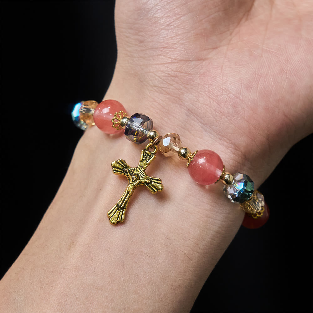 Pulseira Crucifixo de Cristal Moderno