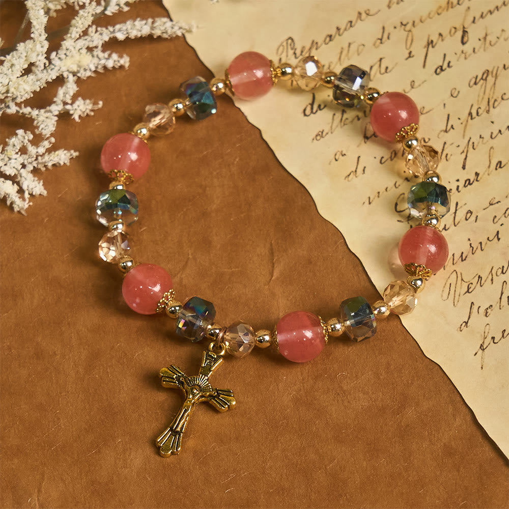 Pulseira Crucifixo de Cristal Moderno