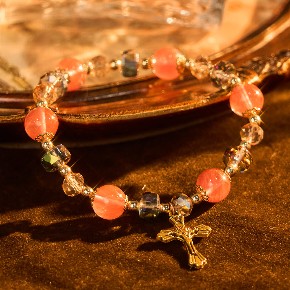 Pulseira Crucifixo de Cristal Moderno
