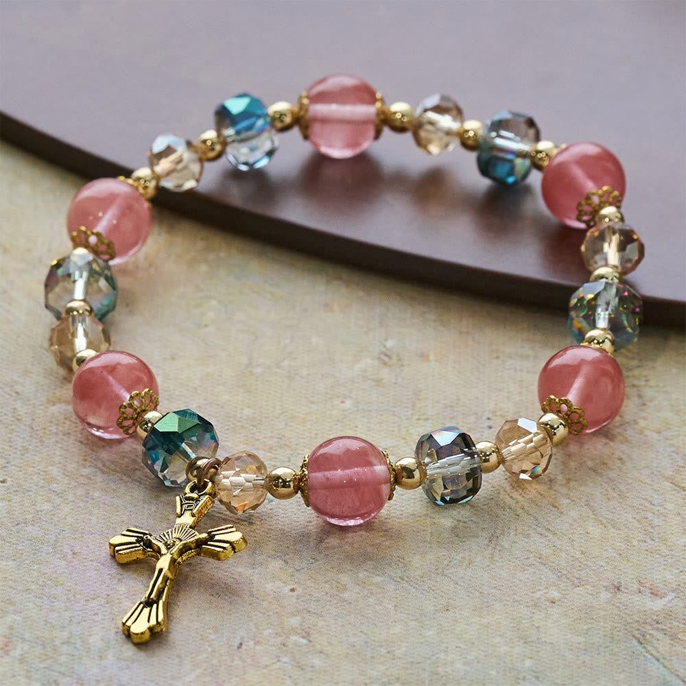 Pulseira Crucifixo de Cristal Moderno