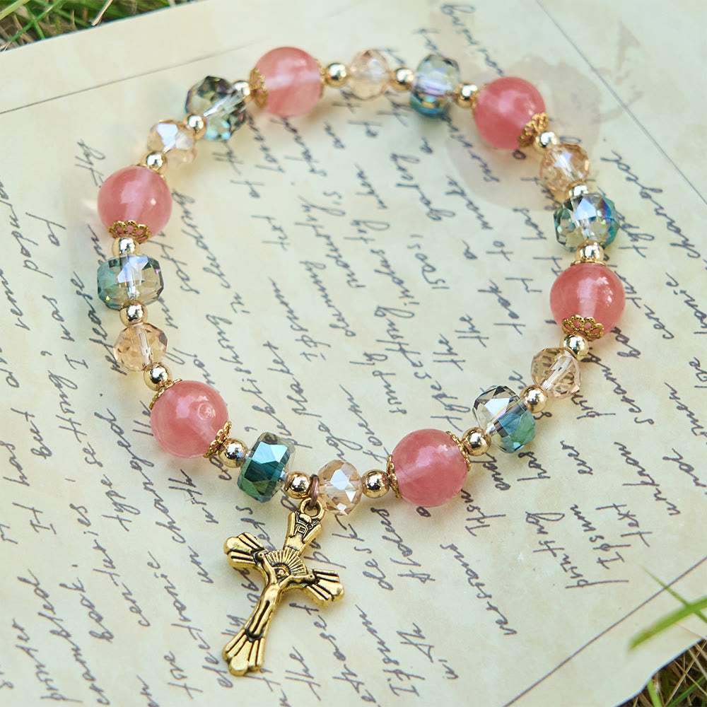 Pulseira Crucifixo de Cristal Moderno