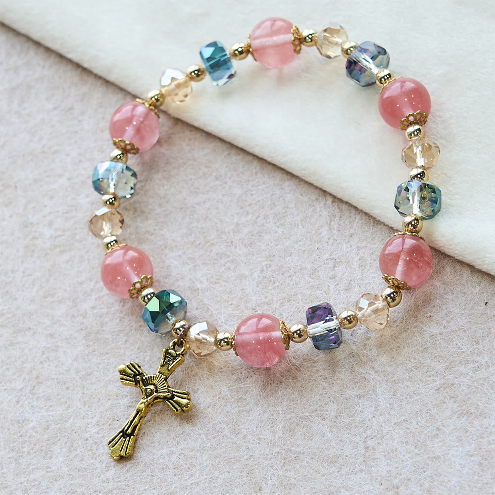 Pulseira Crucifixo de Cristal Moderno