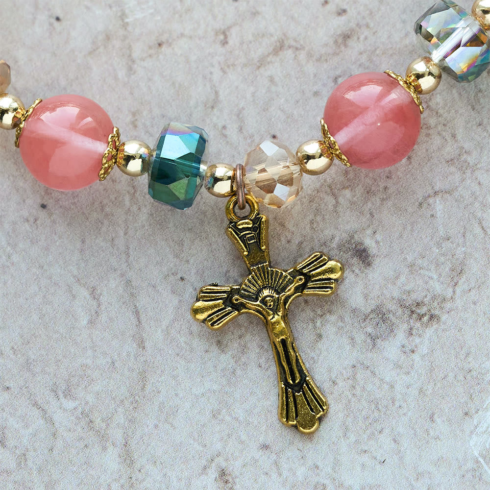 Pulseira Crucifixo de Cristal Moderno