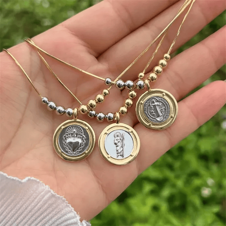Sacred Heart/ St.Jude/ St. Benedict Pendant Necklace