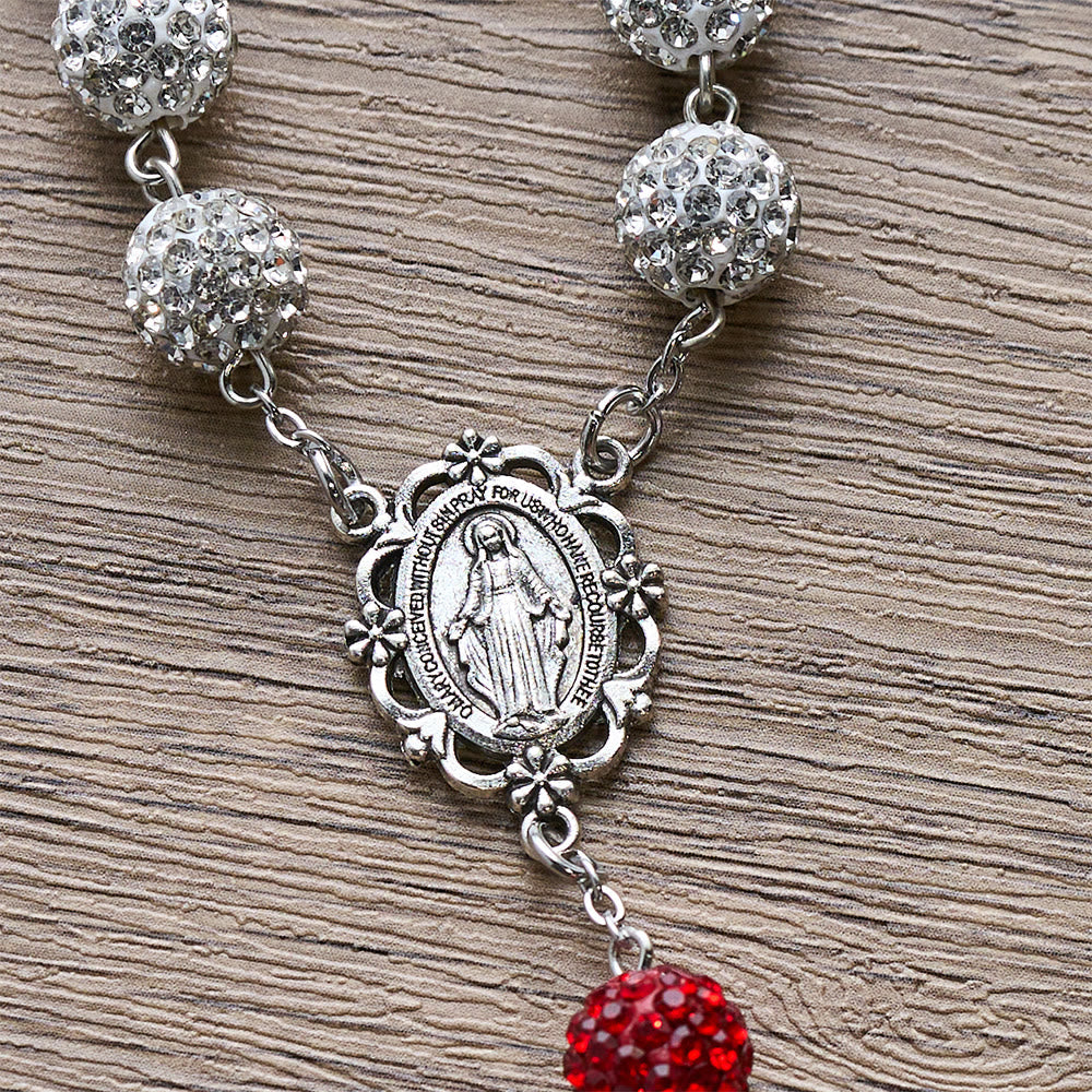 Colar Medalha Milagrosa de Cristal 10mm