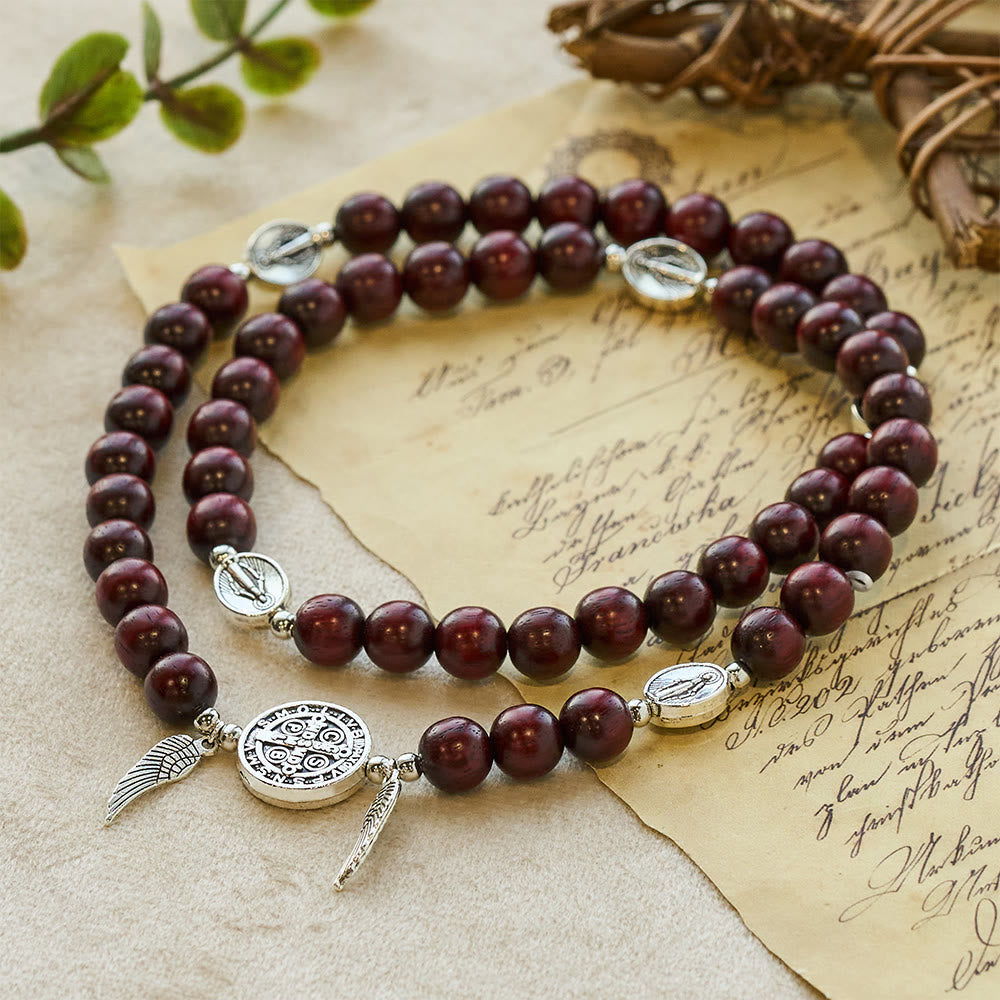 Pulseira Medalha Milagrosa de Madeira Vintage Harmonia