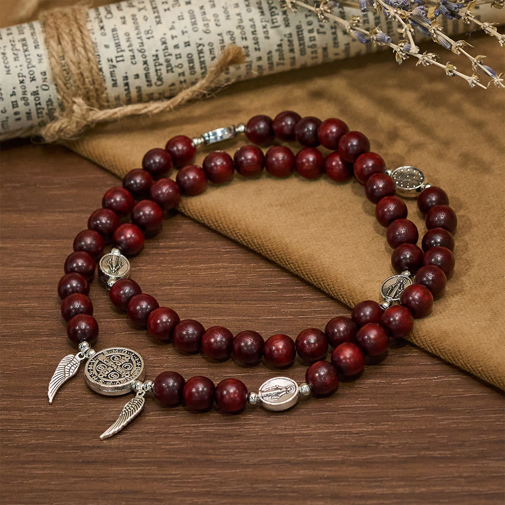 Pulseira Medalha Milagrosa de Madeira Vintage Harmonia