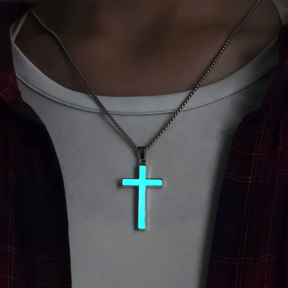 Luminous Cross Necklace & Beaded Bracelet Set