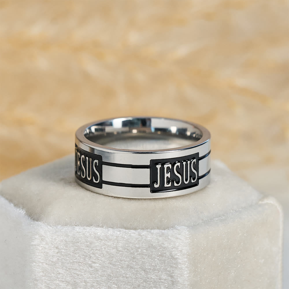 Bold JESUS Lettering Metal Ring