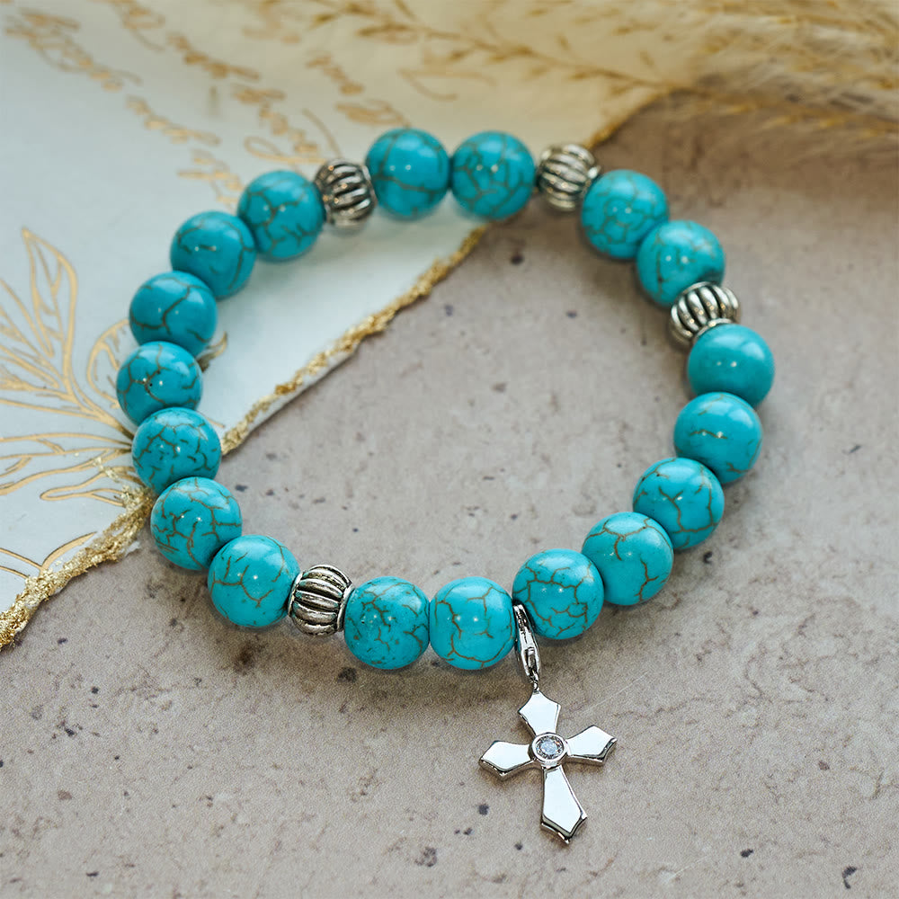 Pulseira Cruz de Turquesa Paz