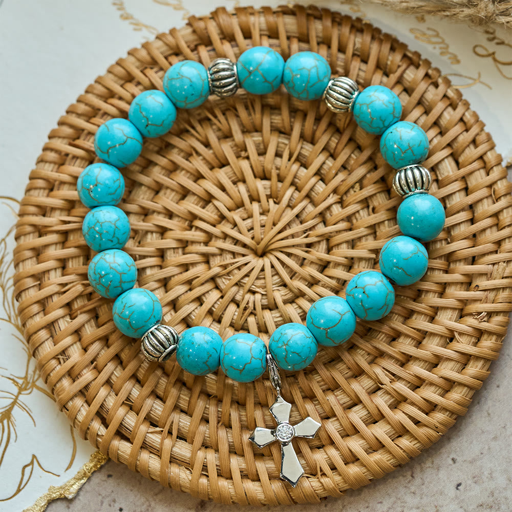 Pulseira Cruz de Turquesa Paz