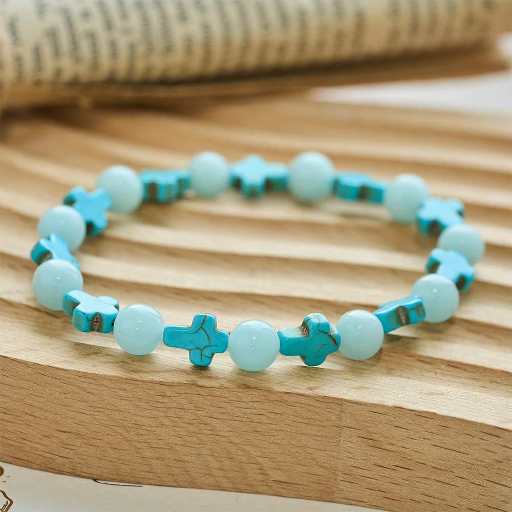 Pulseira Cruz de Turquesa Brilha no Escuro