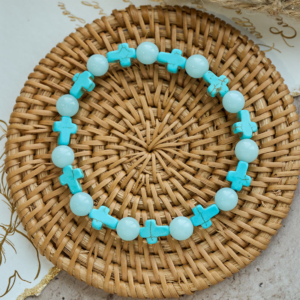 Pulseira Cruz de Turquesa Brilha no Escuro