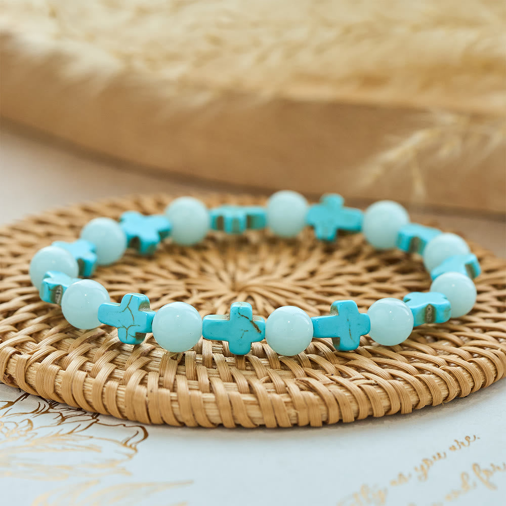 Pulseira Cruz de Turquesa Brilha no Escuro