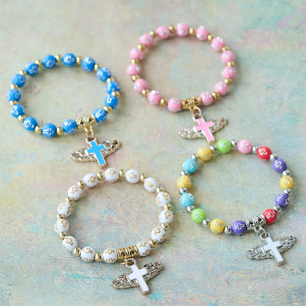 Winged Cross Charm Bracelet