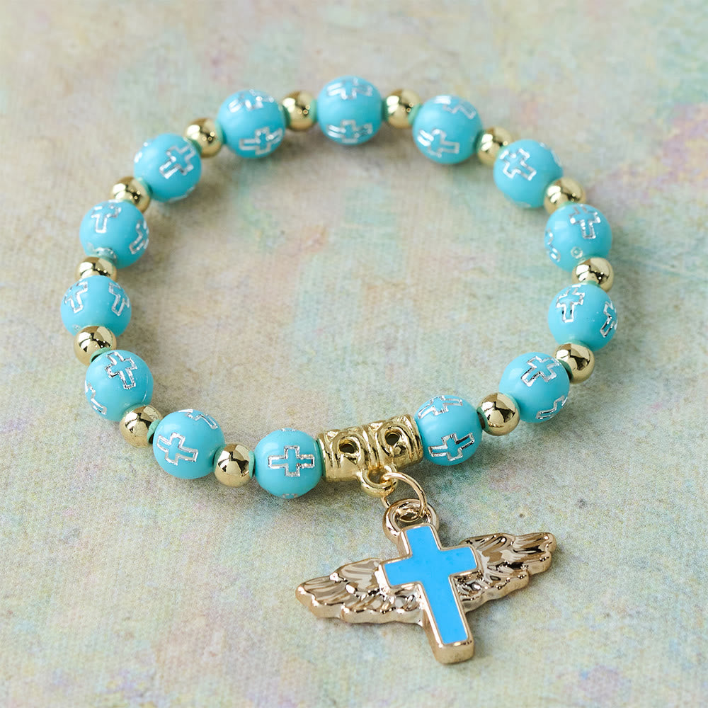 Winged Cross Charm Bracelet