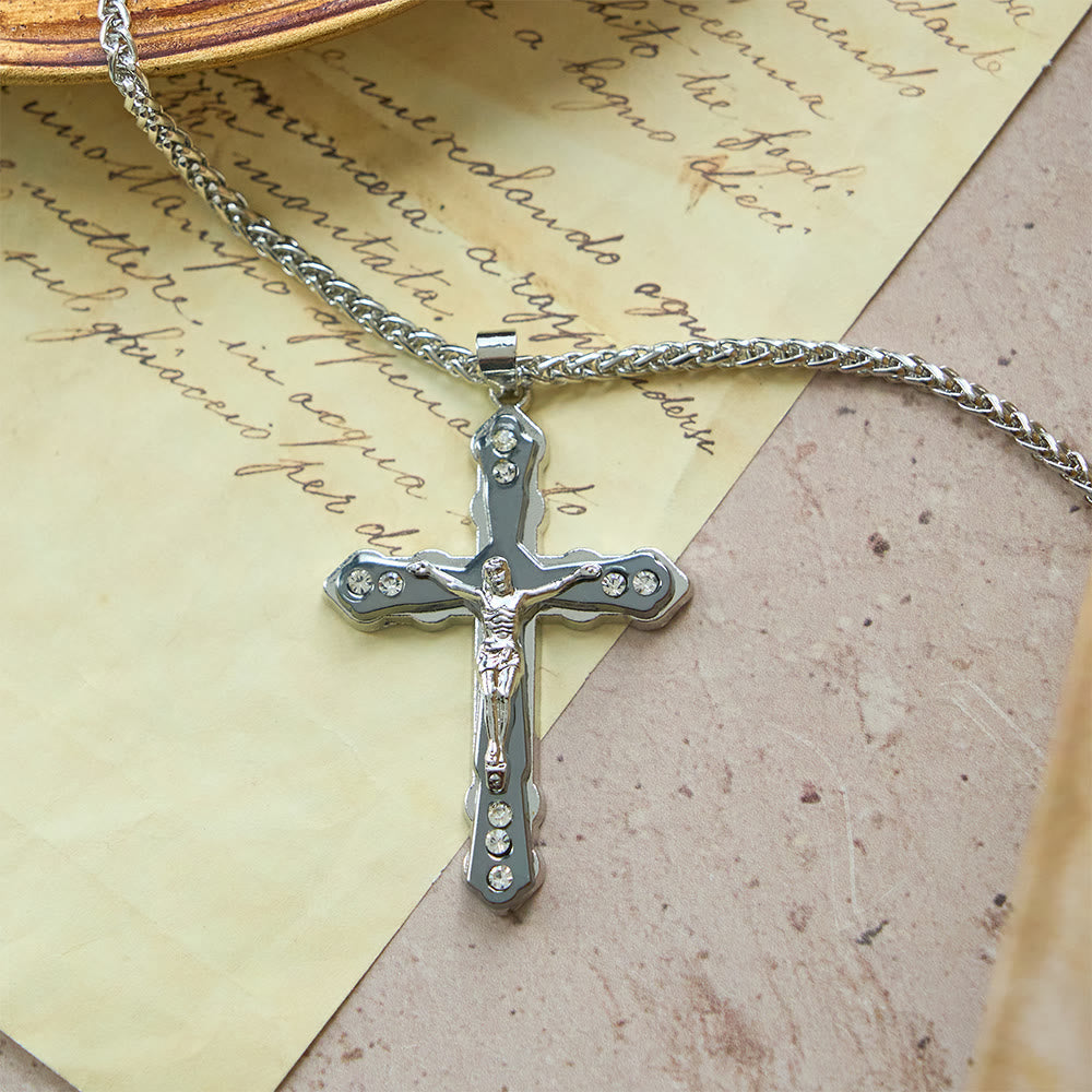 Colar Crucifixo Moderno Prateado