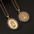 Three-Style Our Lady Zircon Pendant Necklace