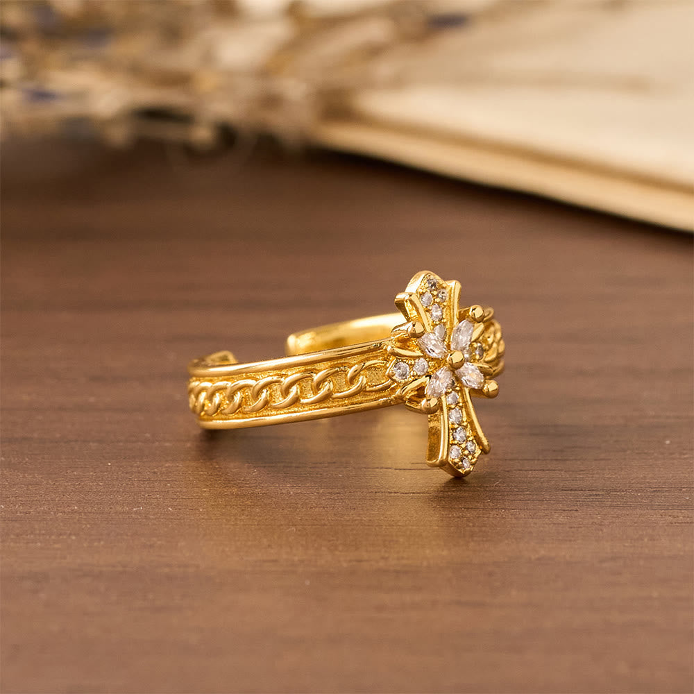 Conjunto de Anel Cruz de Zircônia Moderno