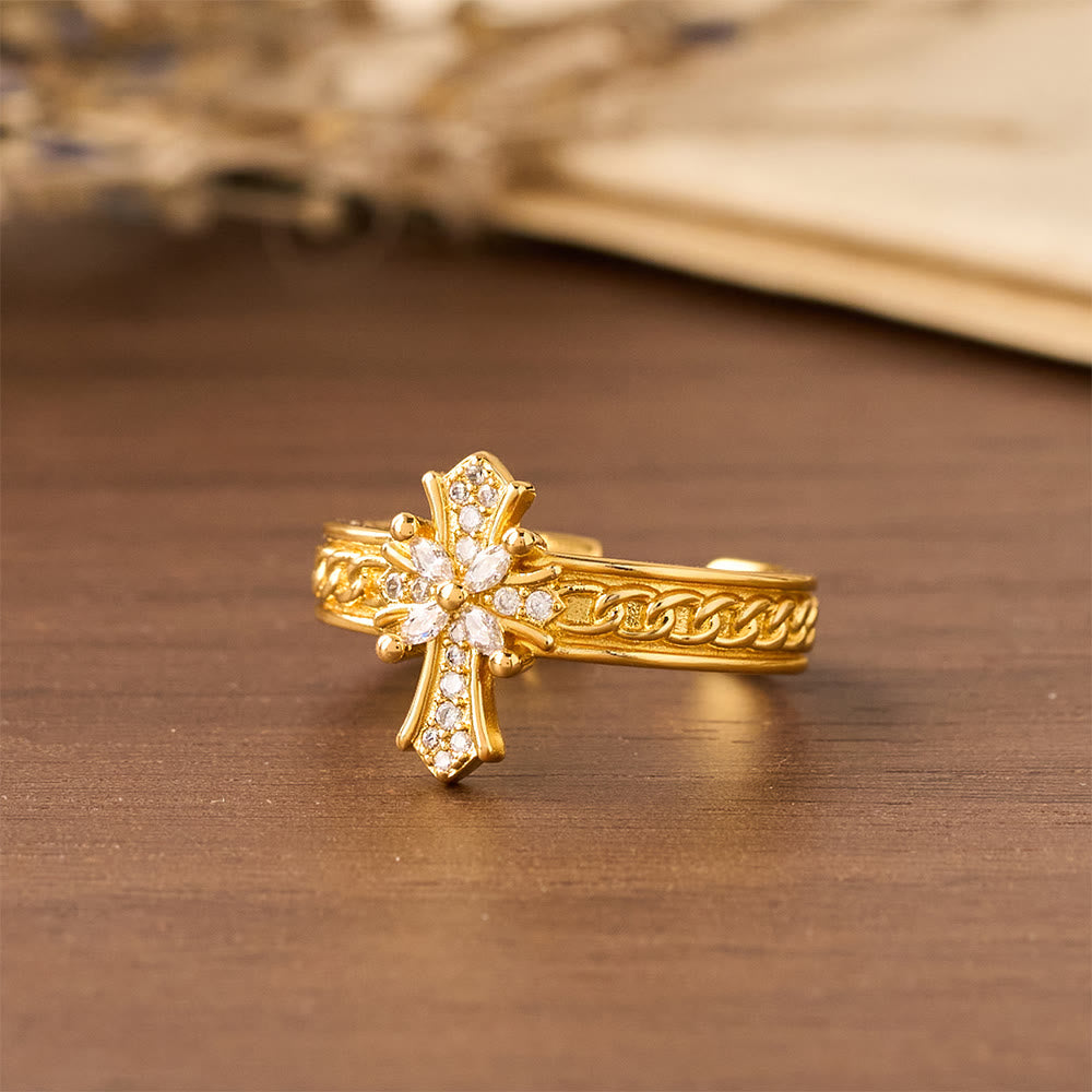 Conjunto de Anel Cruz de Zircônia Moderno