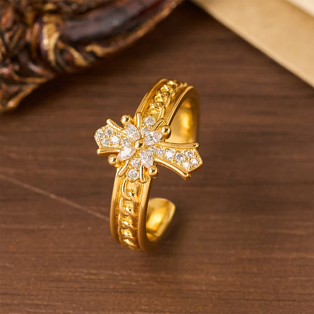 Conjunto de Anel Cruz de Zircônia Moderno