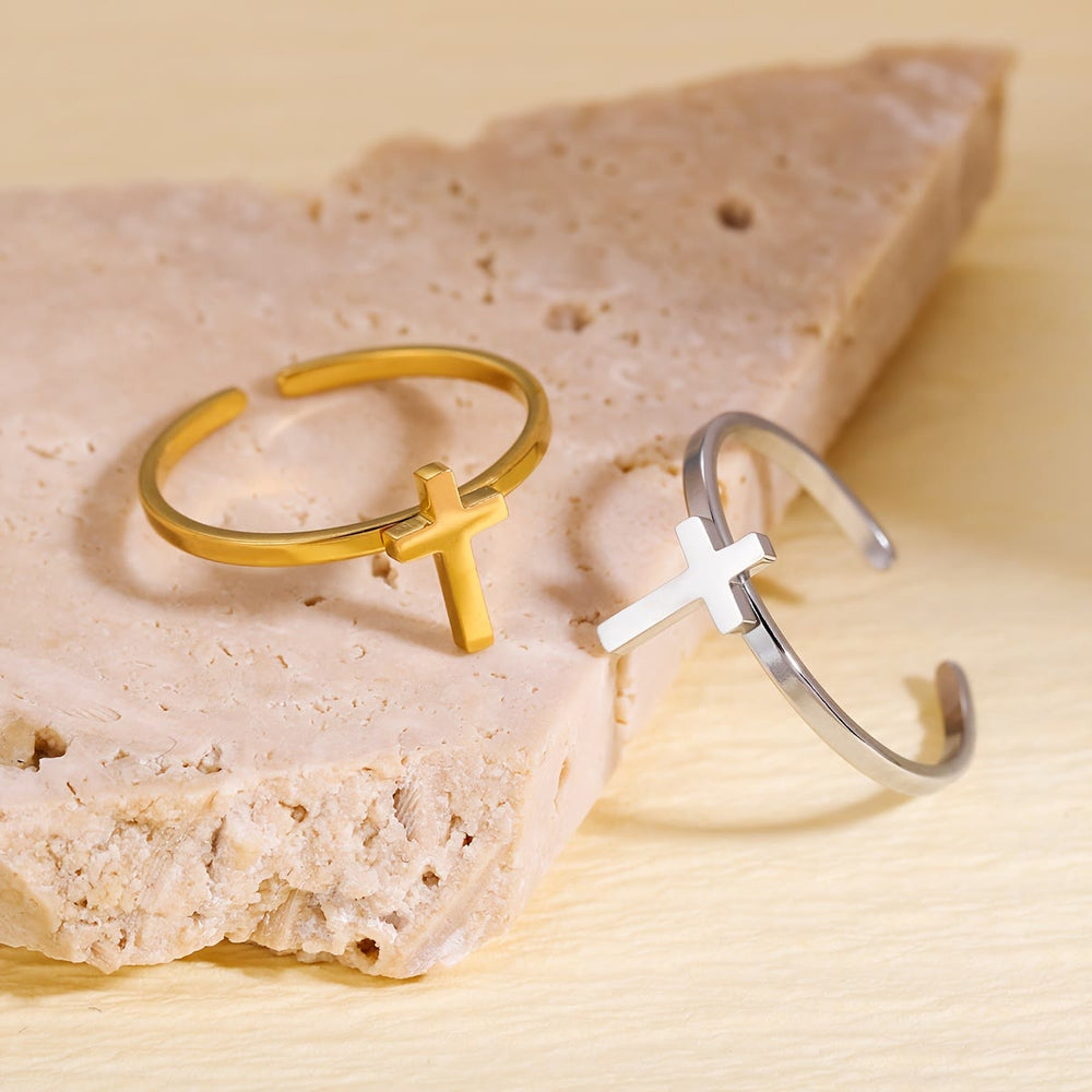 Minimalist Cross Open Ring
