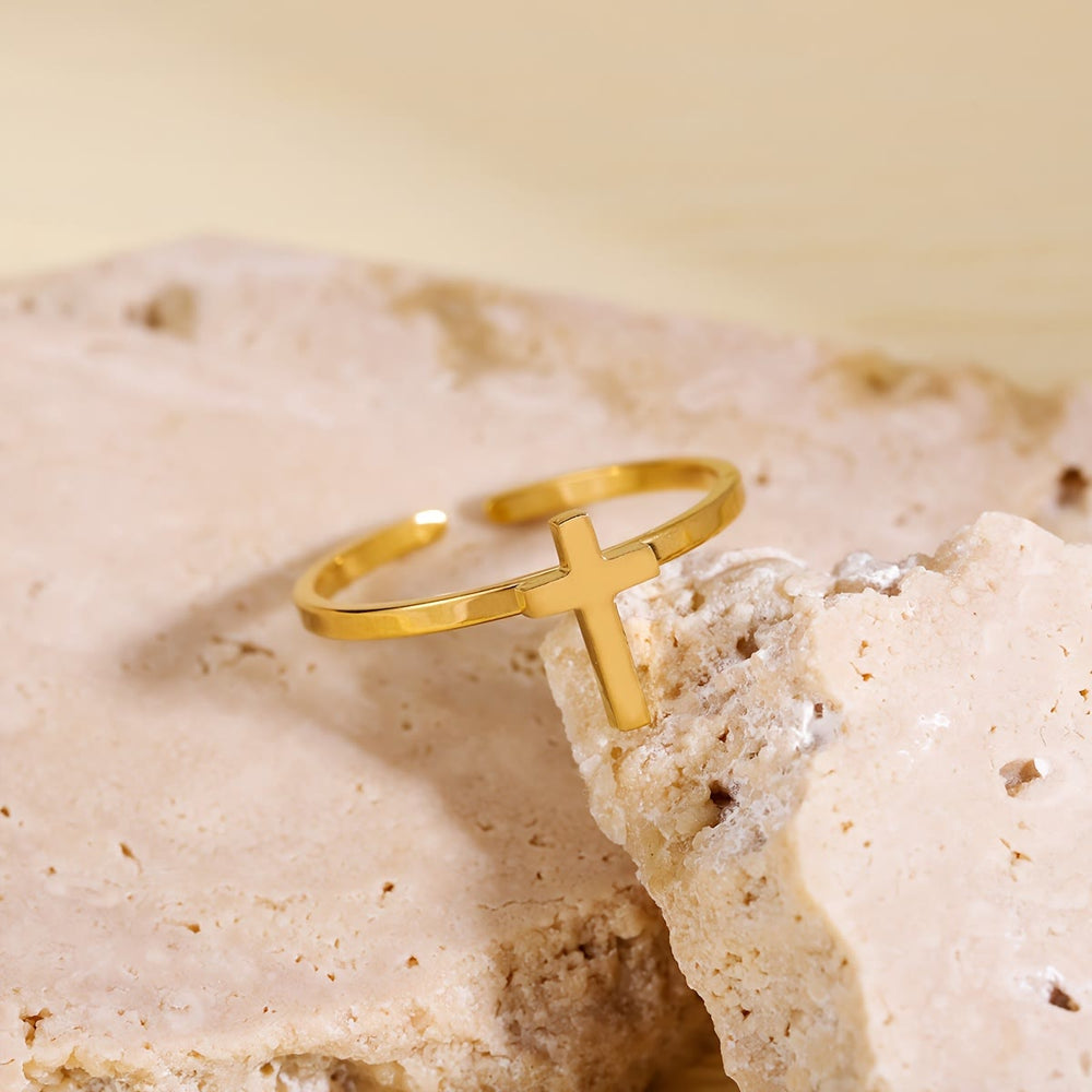 Minimalist Cross Open Ring