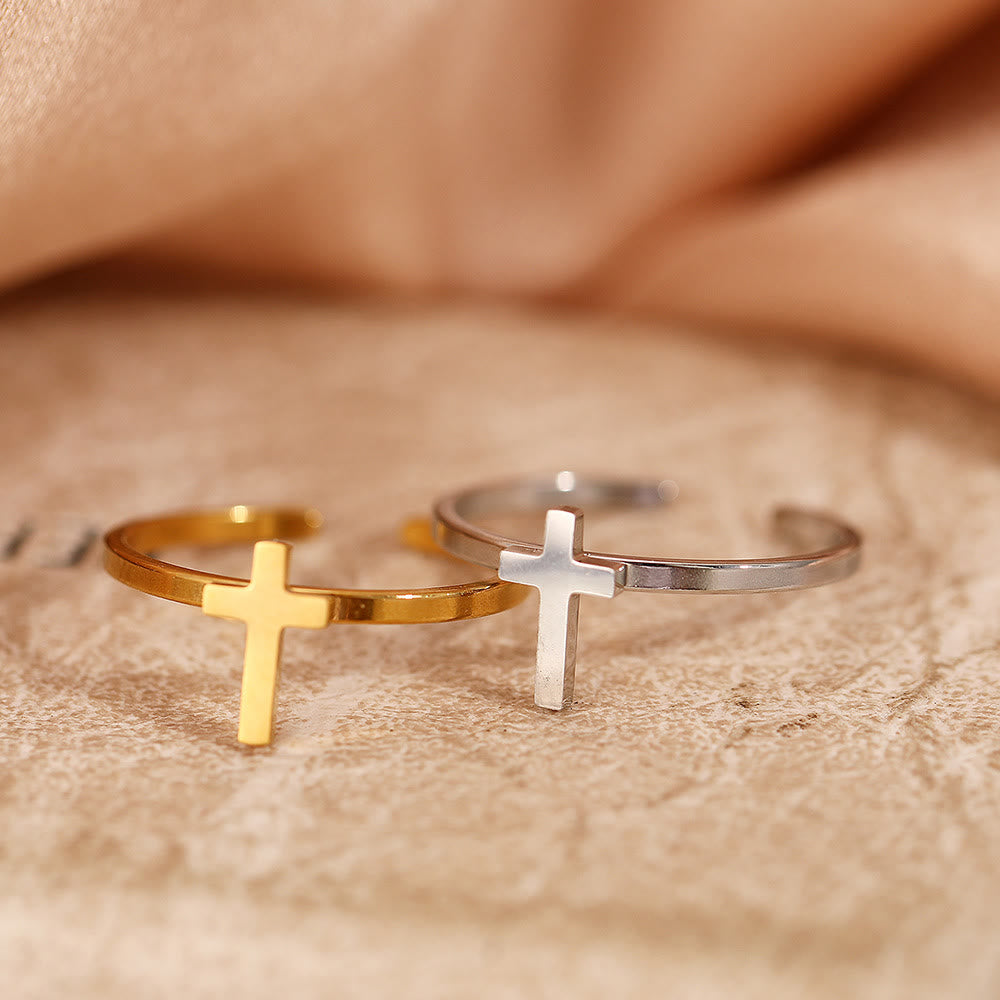 Minimalist Cross Open Ring