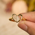 Elegant Heart Cross Open Ring