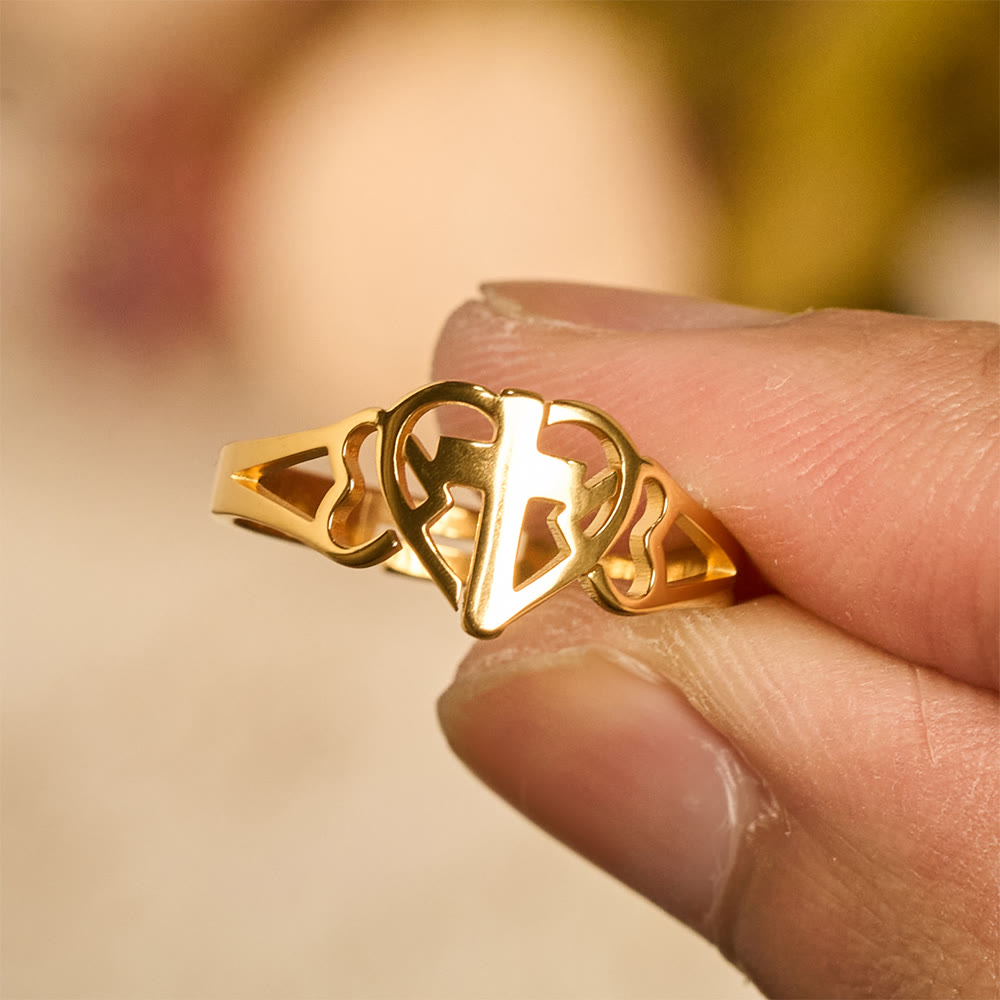 Anel Cruz Ajustável Moderno Dourado