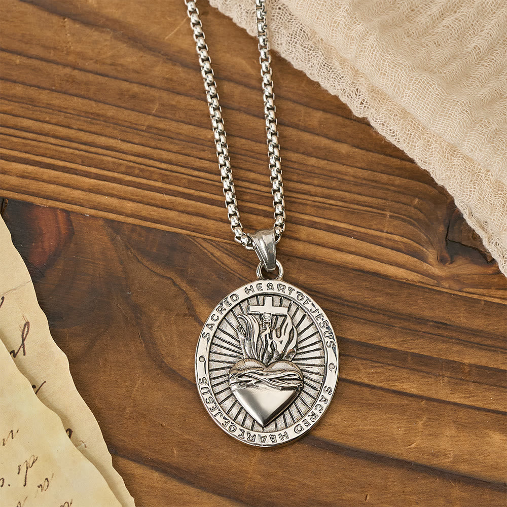 Colar Sagrado Coração com Medalha