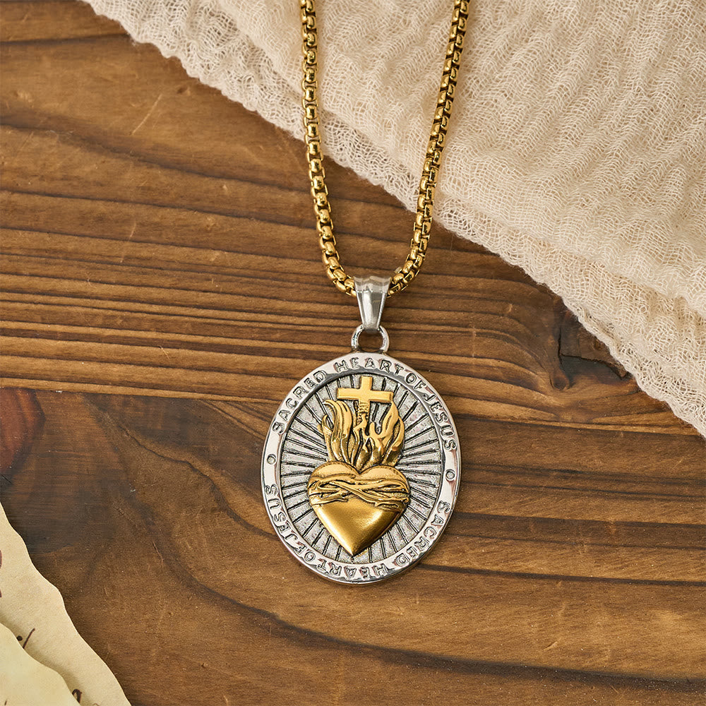 Colar Sagrado Coração com Medalha