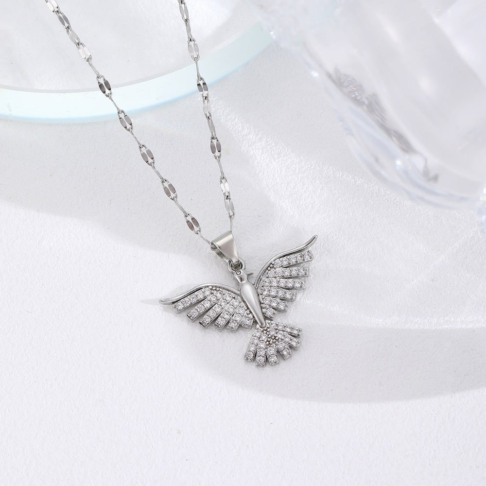 Sparkling Holy Spirit Dove Winged Necklace