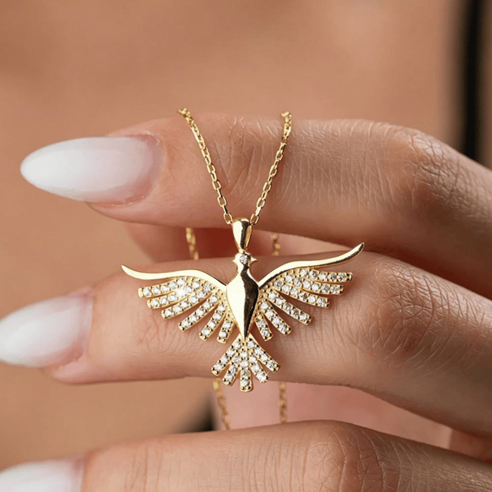 Sparkling Holy Spirit Dove Winged Necklace