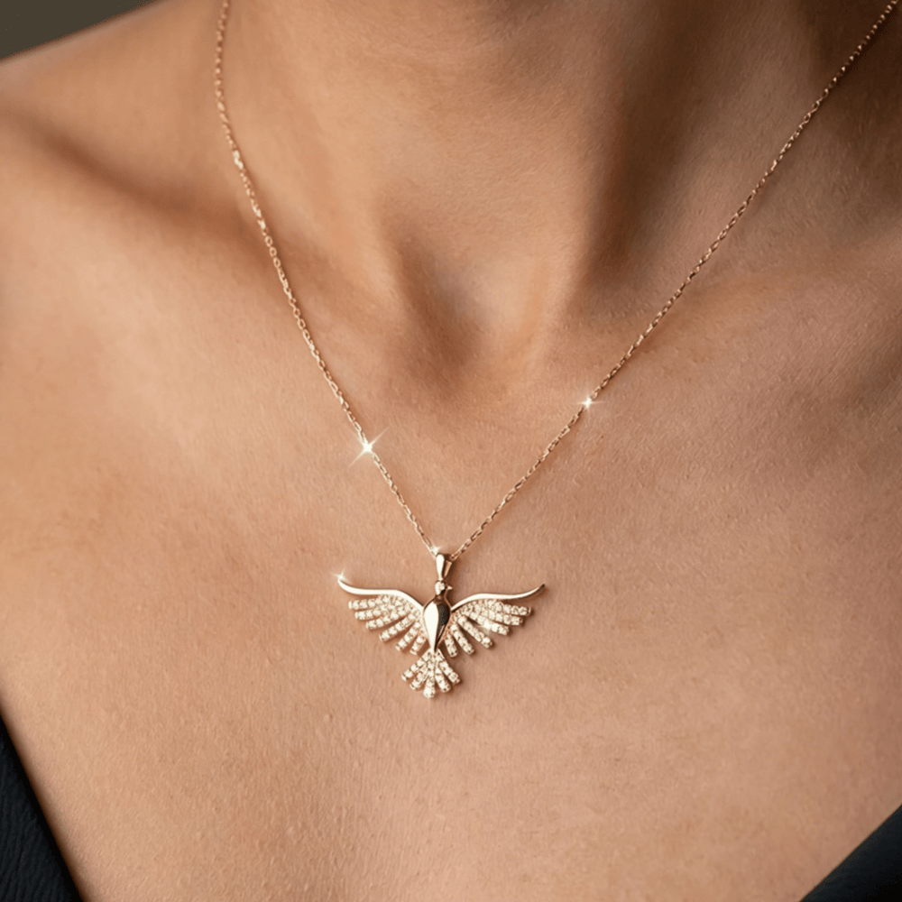 Sparkling Holy Spirit Dove Winged Necklace