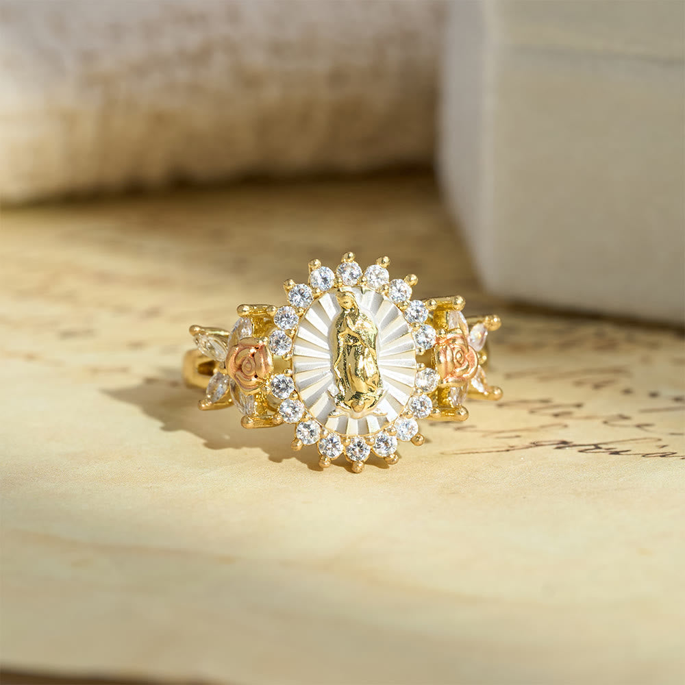 Anel Nossa Senhora Flor de Zircônia Luz
