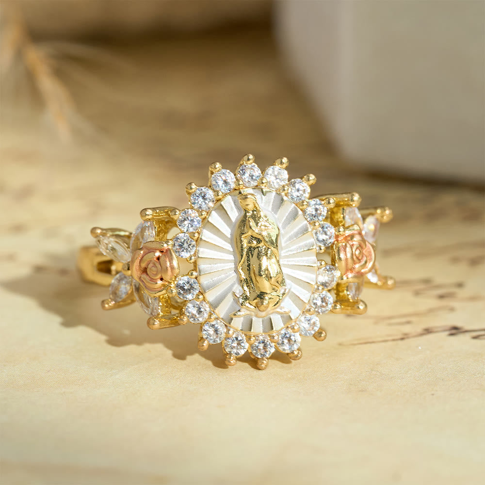 Anel Nossa Senhora Flor de Zircônia Luz