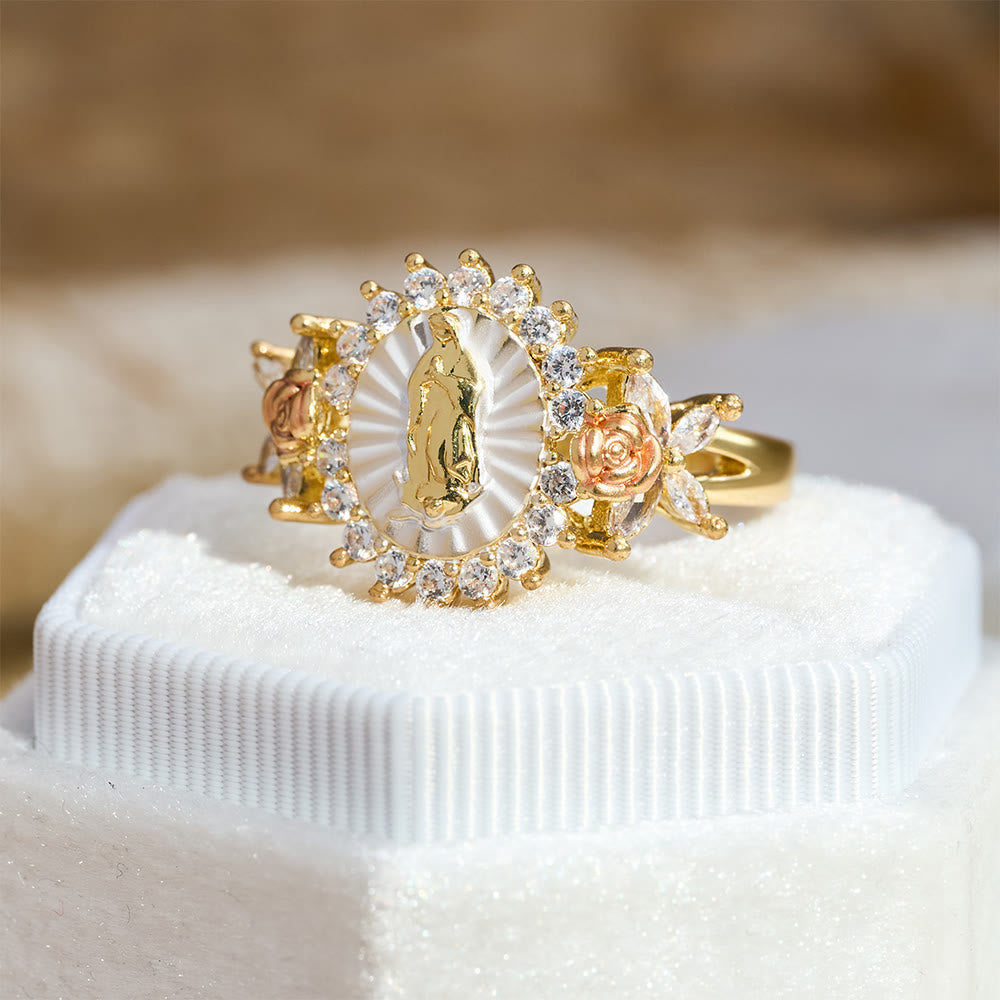 Anel Nossa Senhora Flor de Zircônia Luz