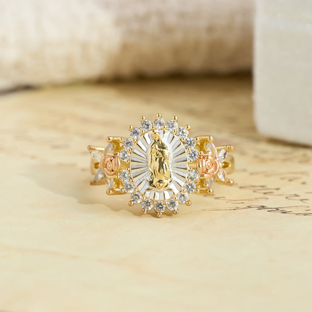 Anel Nossa Senhora Flor de Zircônia Luz