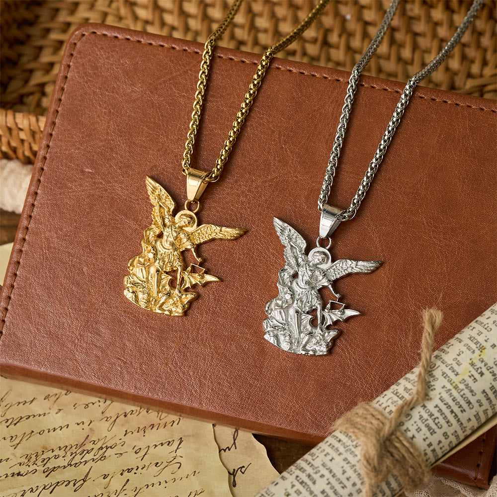 Dual-Color St. Michael Archangel Pendant Necklace