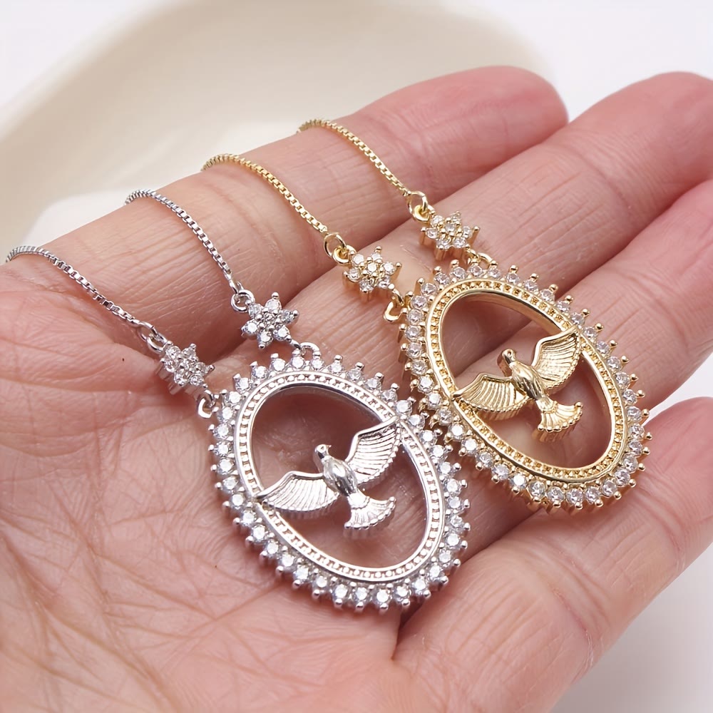 Dove Oval CZ Pendant Necklace